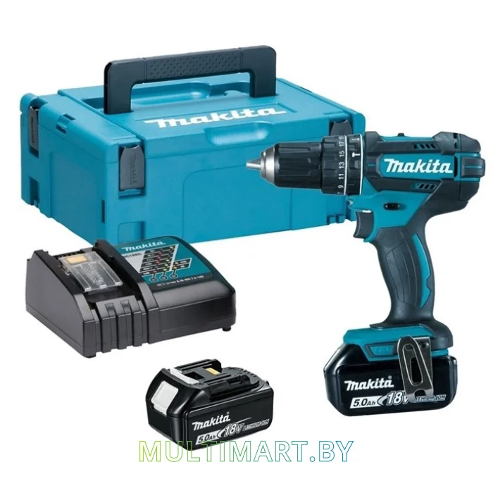Ударная дрель-шуруповерт Makita DHP482RTJ (с 2-мя АКБ, кейс)